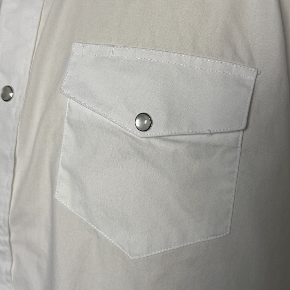 Gibson Men's XXL Western Shirt Solid White Pearl Snap Buttons Chest Pockets - Picture 7 of 15